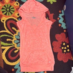 Forever 21 heathered neon coral Sleeveless Hooded Tank Top Or coverup